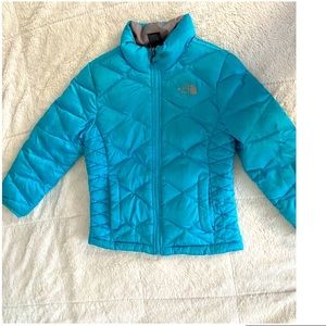 Blue girls the north face jacket size:7/8